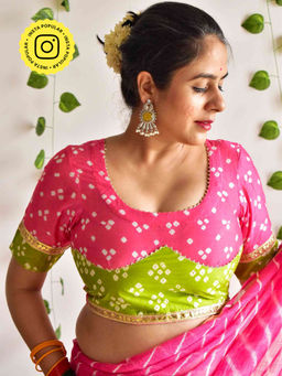 Sundarii - Rangeela Handloom Chanderi Bandhani Stitched Blouse