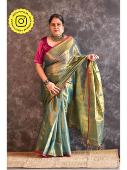 Sundarii - Womens Raji Solid Tissue Saree Without Blouse Piece