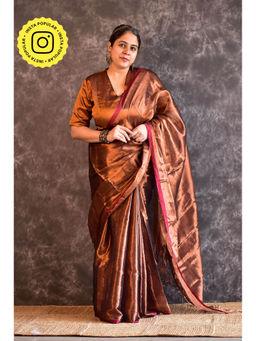 Sundarii - Womens Misri Solid Tissue Saree Without Blouse Piece