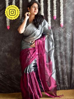 Sundarii - Zarika - Dual Shaded Tissue Saree With Unstitched Blouse