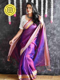 Sundarii - Shimmra - Jacquard Tissue Saree With Unstitched Blouse