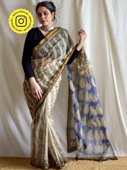 Sundarii - Sundari kinnari - Dabu Kota Doria Saree with Unstitched Blouse