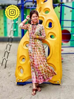 Sundarii - Dabu Hand Block Printed Cotton Long Dress