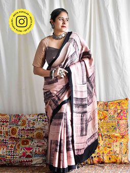 Sundarii - Arshi - Ajrakh Modal Silk Saree Without Blouse