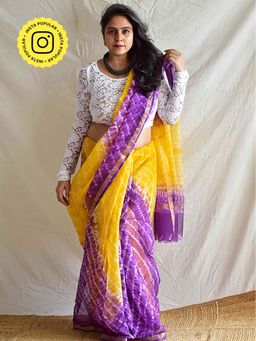 Sundarii - Colour Purple - Dabu Kota Doria Saree Without Blouse