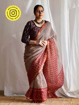 Sundarii - Falling Love - Dabu Kota Doria Saree Without Blouse