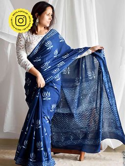 Sundarii - Ud009 - Dabu Mul Cotton Saree Without Blouse