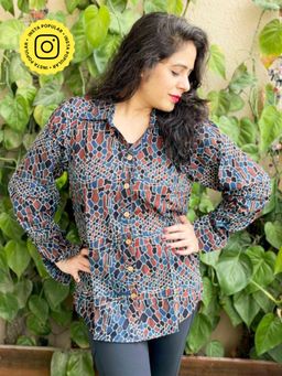 Sundarii - Hurricane Ajrakh Hand Block Printed Shirt