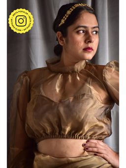 Sundarii - Miraj - Gold Organza Stitched Blouse