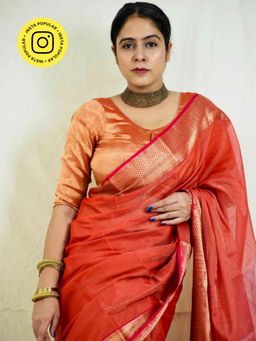 Sundarii - Shamma - Handloom Chanderi Silk Tissue Stitched Blouse