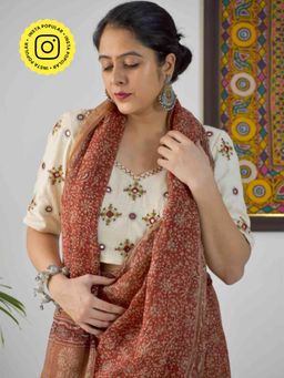 Sundarii - Galaxy Galore - Organic Kala Cotton Neran Hand Embroidery Stitched Blouse