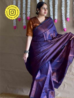 Sundarii - Balhaar - Purple Silk Brocade Saree Without Blouse