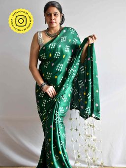 Sundarii - Raavi- Modal Silk Bandhej Saree without Blouse