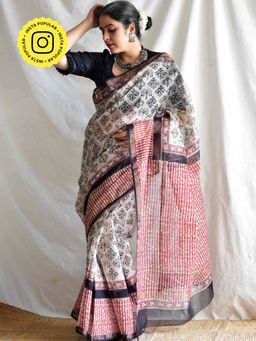 Sundarii - Victoria - Dabu Kota Doria Saree without Blouse