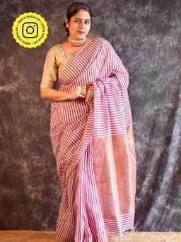 Sundarii - Rekhaye - Maheshwari Handloom Silk Saree without Blouse