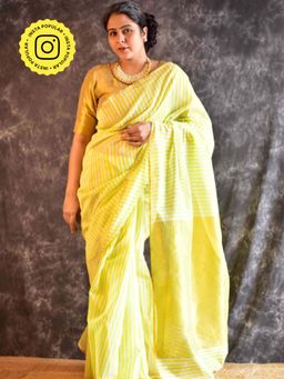 Sundarii - Garima - Maheshwari Handloom Silk Saree without Blouse