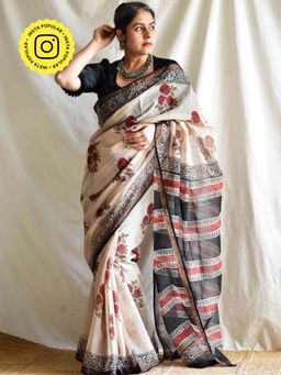 Sundarii - Guldasta - Dabu Kota Doria Saree without Blouse