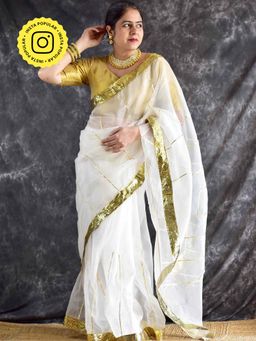 Sundarii - Mogra - Organza Silk Saree without Blouse