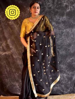 Sundarii - Zarafshan- Organza Silk Saree without Blouse