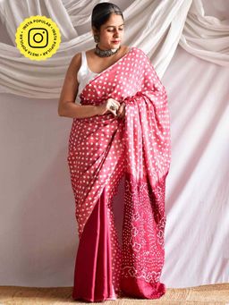 Sundarii - Blossom - Modal Silk Bandhani Saree without Blouse