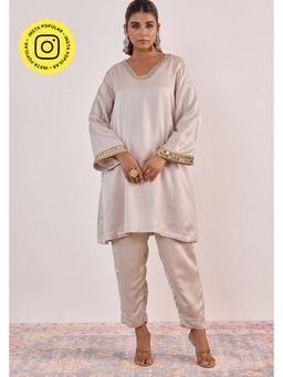 Tara-C-Tara - Champagne Pearl Embellished Off White Co-Ord Set