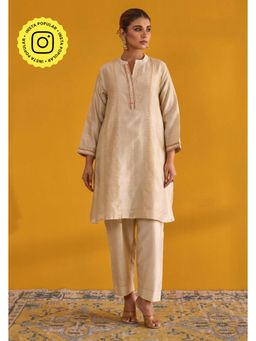 Tara-C-Tara - Beige Printed Chanderi Coord Set