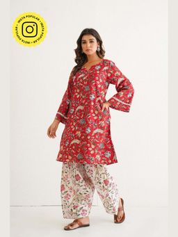 Tara-C-Tara - Cotton Hand Block Printed Kurta with Salwar Kurta with Salwar Pant