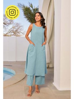 Tara-C-Tara - Ice Blue Cotton Kurta and Palazzos
