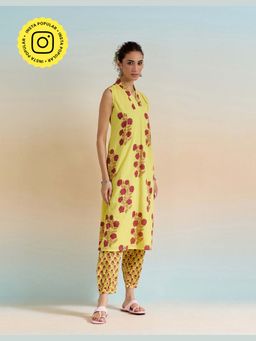 Tara-C-Tara - Yellow Floral Kurta with Salwar