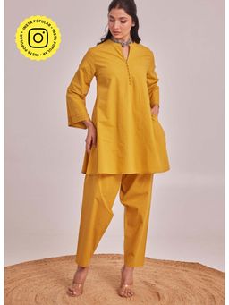 Tara-C-Tara - Yellow Cotton Kurta and Pant