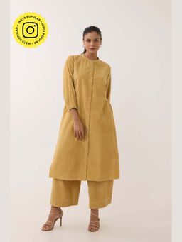 Tara-C-Tara - Golden Mustard Corduroy Kurta and Palazzos