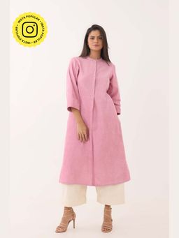 Tara-C-Tara - Women Corduroy Long Pink Kurta