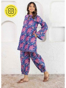 Tara-C-Tara - Women Blue Floral Printed Co-Ord Set