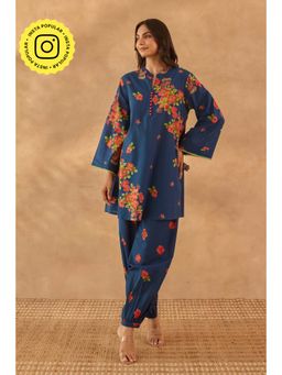 Tara-C-Tara - Floral Print Blue Co-Ord Set
