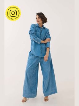 Tara-C-Tara - Women Corduroy Blue Co-Ord Set