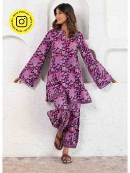 Tara-C-Tara - Floral Print Purple Co-Ord Set