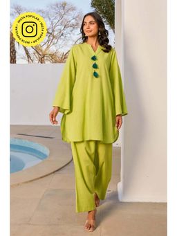 Tara-C-Tara - Green Solid Farsi Salwar Co-Ord Set