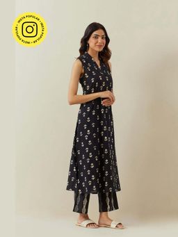 Tara-C-Tara - Black Bagru Hand Block Printed Co-Ord Set