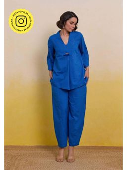 Tara-C-Tara - Royal Blue Embroidered Co-Ord Set