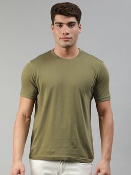 Huetrap - Mens Olive Premium Round Neck Short Sleeve T-shirt