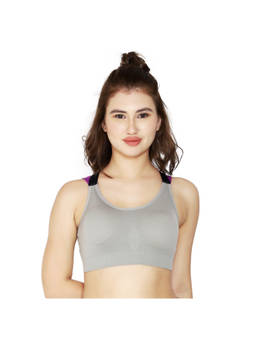 BRACHY - Grey Gym Workout High Impact and Full Coverage Crostini Sports Bra
