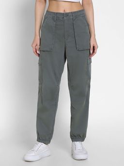 American Eagle - Women Green Stretch High-Waisted Cargo Joggers