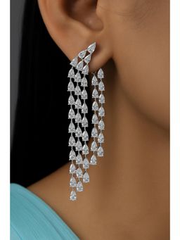 Modarta By Kamakshi - Dual Crystal Stone Drop Earrings