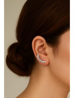 Modarta By Kamakshi - White Stone Shine Hug Earrings