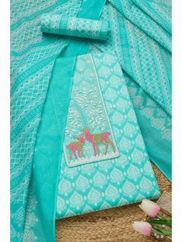 Soch - Blue Women's Ethnic Motifs Unstitched Dress Material