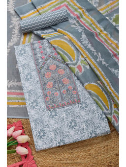 Soch - Grey Women's Ethnic Motifs Unstitched Dress Material