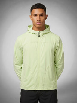 CHKOKKO - Men's Green Lightweight Solid Hooded Windcheater Jacket With Pockets