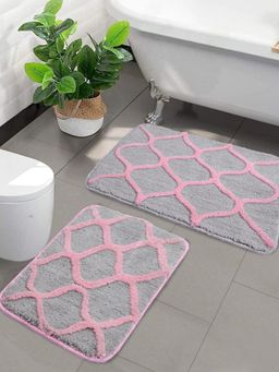 Saral Home - Haven Geometric Bath Door Mat Pink 2