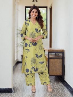 Gahan - Womens Green Rayon Blend Printed Straight Kurta with Pant