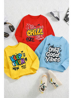 Googo Gaaga - Kids Boys Full Sleeves Cotton Printed T-Shirts (Pack Of 3)